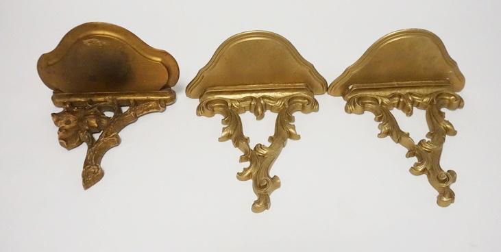 3 SMALL WALL SHELVES. PAIR & A SINGLE (1 of 2)