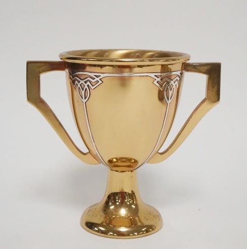 HEINTZ STERLING ON BRONZE LOVING CUP: HEINTZ STERLING ON BRONZE LOVING CUP #6545 6 IN H
