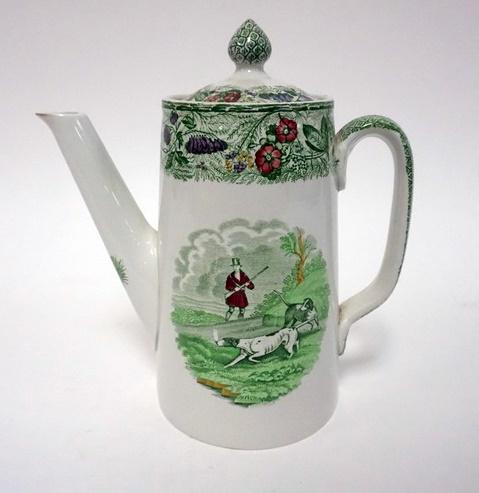 COPELAND SPODE MULTI COLOR HUNT SCENE TEA POT (1 of 5)