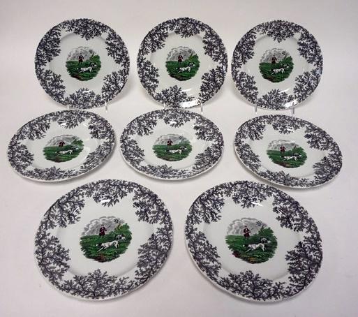 COPELAND SPODE MULTI COLOR HUNT SCENE PLATES (1 of 3)