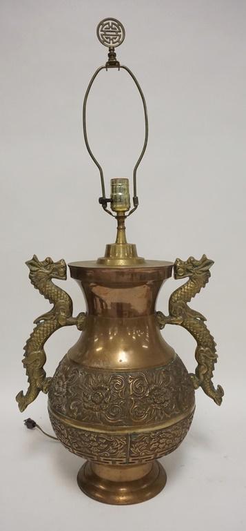 LARGE BRASS ASIAN LAMP (1 of 2)
