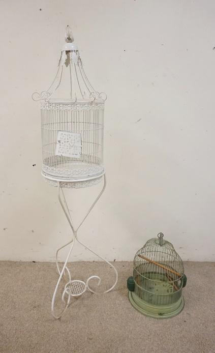 2 BIRD CAGES, ONE ON IRON STAND (1 of 1)