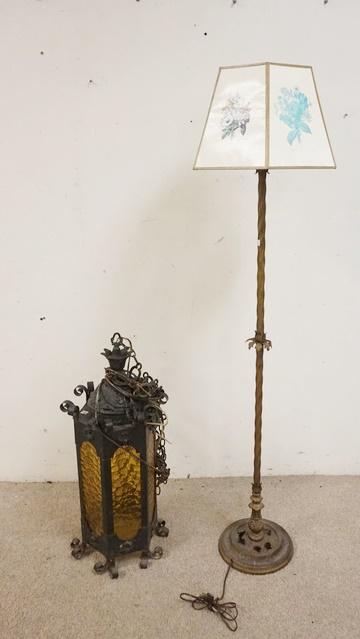 FLOOR LAMP & ORNATE HANGING IRON LIGHT (1 of 1)