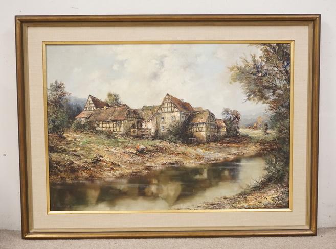 WILLI BAUER OIL ON CANVAS ENGLISH COUNTRY HOUSE (1 of 2)