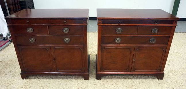 PAIR OF DREXEL *NEW TRAVIS COURT COLLECTION* CABINETS: PAIR OF DREXEL *NEW TRAVIS COURT COLLECTION* MAHOGANY CABINETS. 36 IN W, 19 IN DEEP, 34 IN H