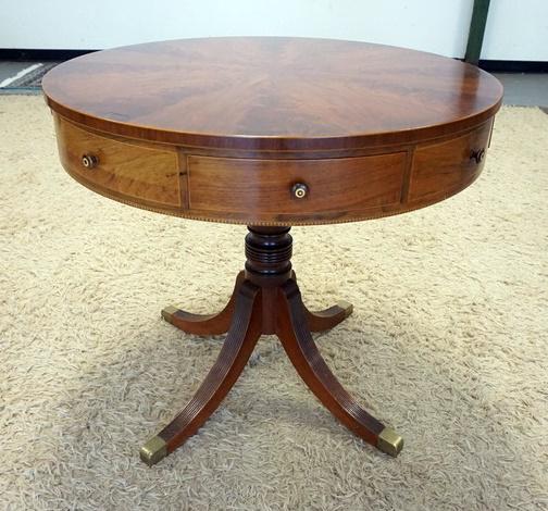 4 DRAWER DRUM TABLE W/ BRASS FEET (1 of 4)