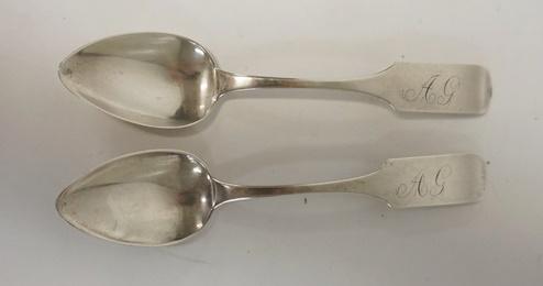 2 COIN SILVER SPOONS J.W CORTELYOW (1 of 2)