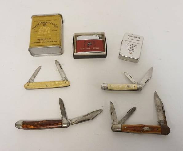 LOT OF VINTAGE POCKET KNIVES & CIGARETTE LIGHTERS (1 of 3)