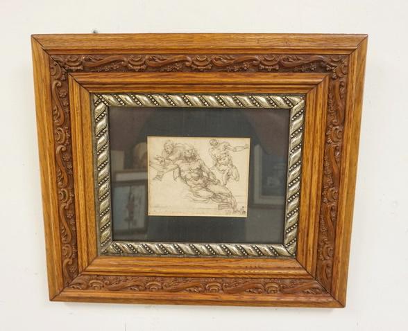FRAMED CHALK DRAWING OF AN OLD MASTERS DRAWING (1 of 7)