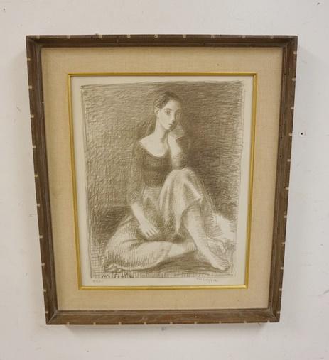 FRAMED SIGNED MOSES SOYER PRINT (1 of 3)