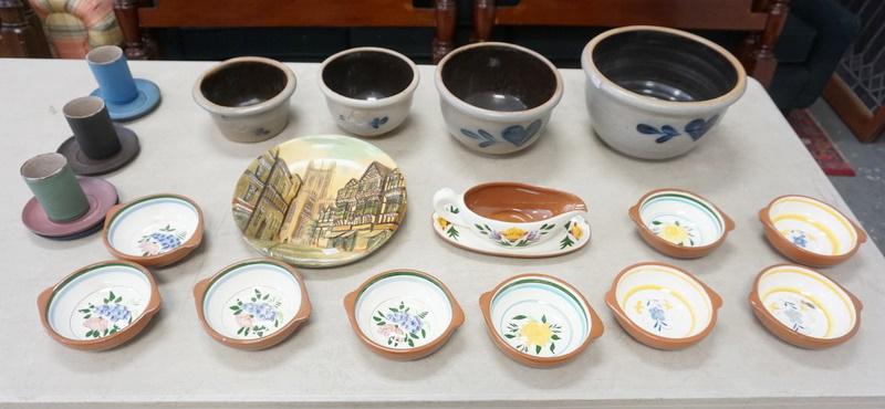 TABLE LOT OF STONEWARE & POTTERY (1 of 2)