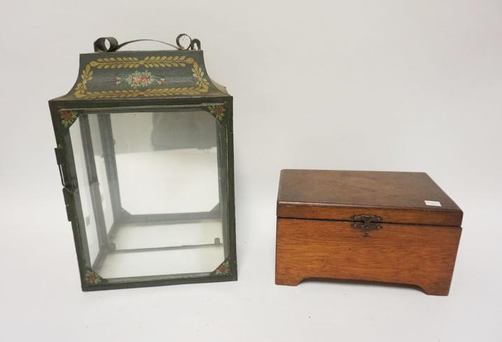 WOODEN BOX & GLASS LANTERN (1 of 4)