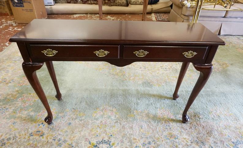 MAHOGANY 2 DRAWER NARROW SOFA TABLE (1 of 1)