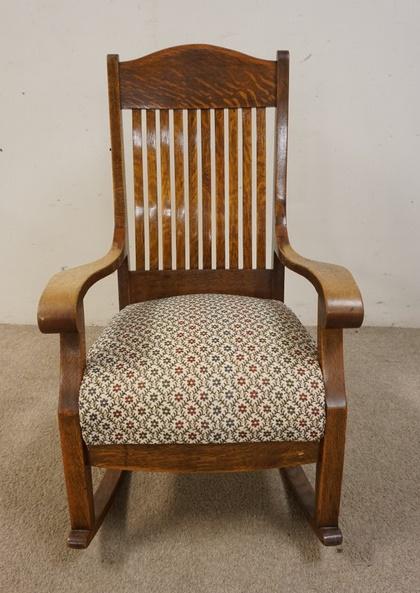 SOLID OAK ARM ROCKER: SOLID OAK ARM ROCKER, QUARTER SAWN BACK