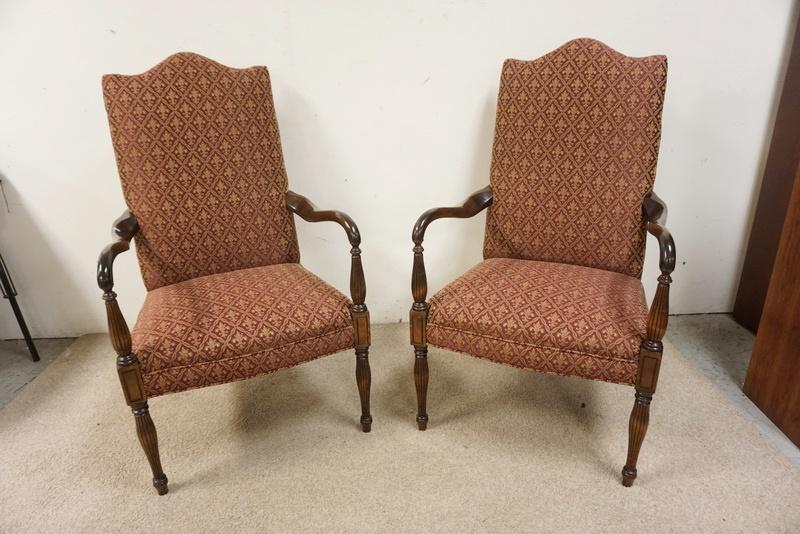 PAIR OF BENTWOOD ARM CHAIRS: PAIR OF BENTWOOD ARM CHAIRS, UPHOLSTERED SEATS & BACKS, FLUTED LEGS