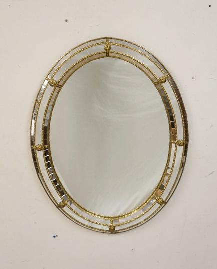 OVAL MIRROR IN BRASS & MIRROR FRAME (1 of 2)