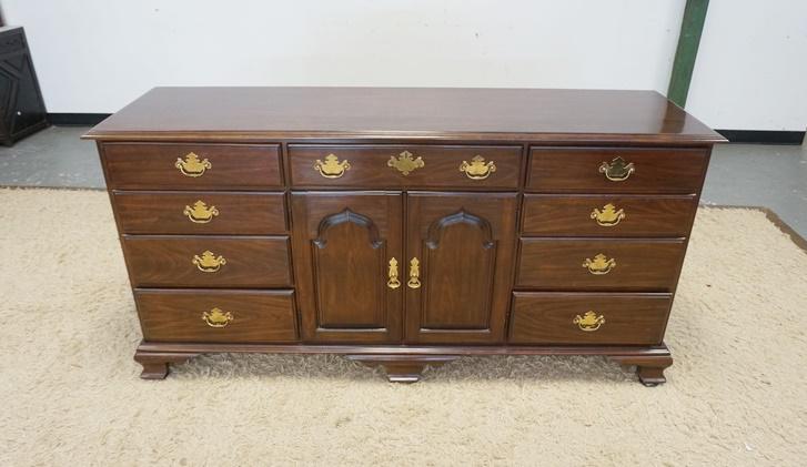 9 DRAWER, 2 DOOR CHEST: NINE DRAWER, TWO DOOR CHEST WITH INTERIOR DRAWERS BEHIND THE DOORS. 68 IN WIDE X 34 IN HIGH