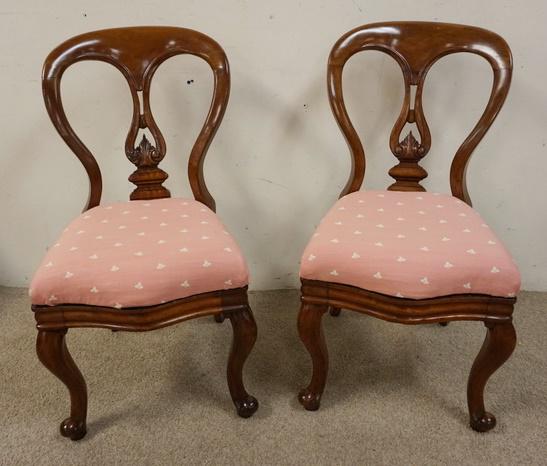 PR OF ANTIQUE VICTORIAN BALLOON BACK SIDE CHAIRS (1 of 2)