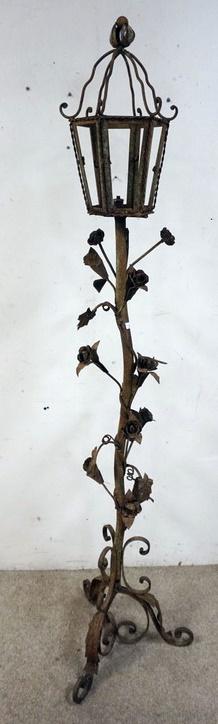 IRON FLOOR LAMP: IRON FLOOR LAMP WITH TWISTED VINE AND FLORAL WRAP, 75 IN HIGH