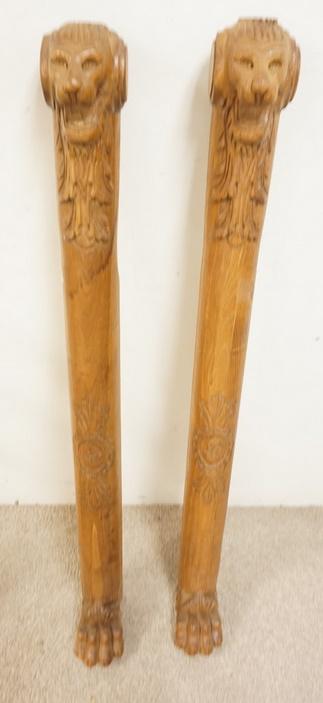 PR OF CARVED OAK ARCHITECTUAL COLUMNS (1 of 4)