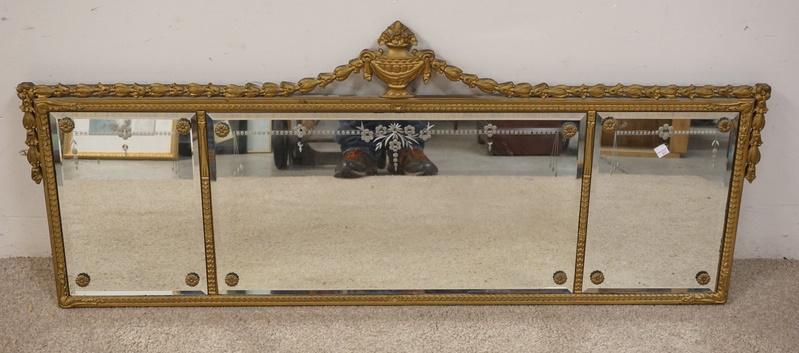 TRIPTYCH MIRROR GOLD PAINT DECORATED GESSO & WOOD FRAME (1 of 3)