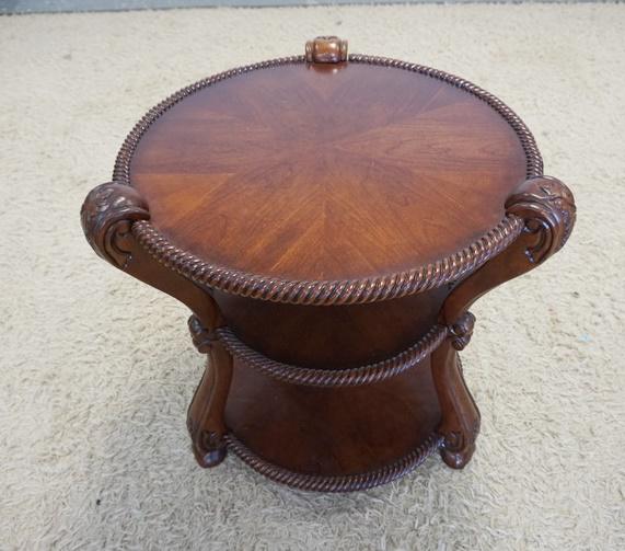 UNUSUAL CARVED SCROLL SIDE 3 TIER TABLE (1 of 2)