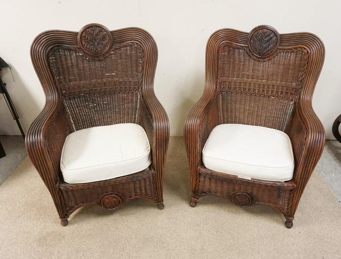 PR OF BRAXTON COLLIER WICKER ARM CHAIRS (1 of 2)