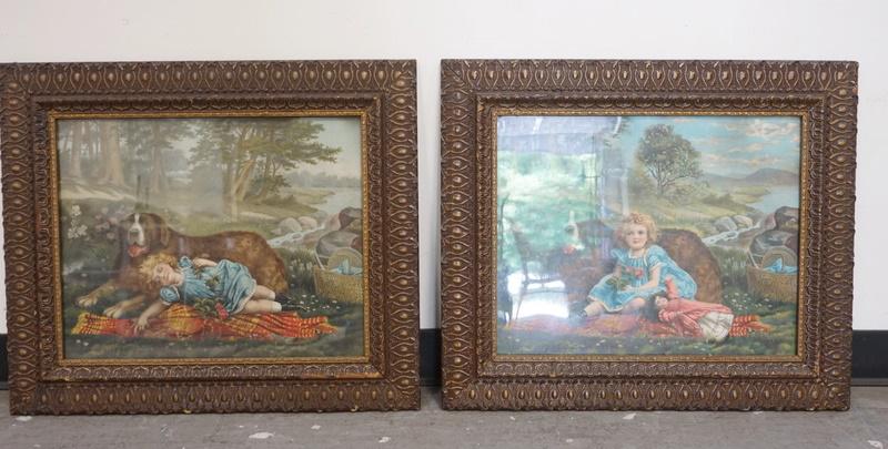 PAIR OF PRINTS-CHILDREN & DOGS (1 of 3)