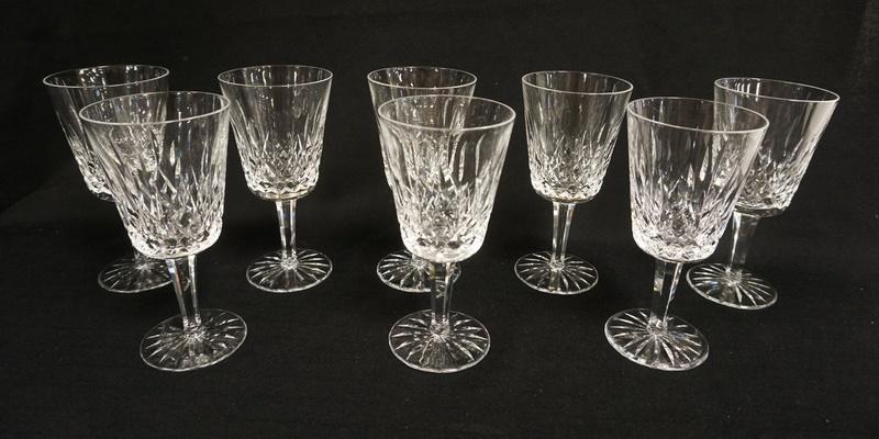 8 WATERFORD LISMORE WATER GOBLETS (1 of 2)