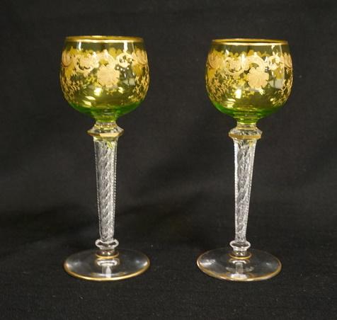 PAIR OF GOLD ENAMELED GOBLETS (1 of 3)