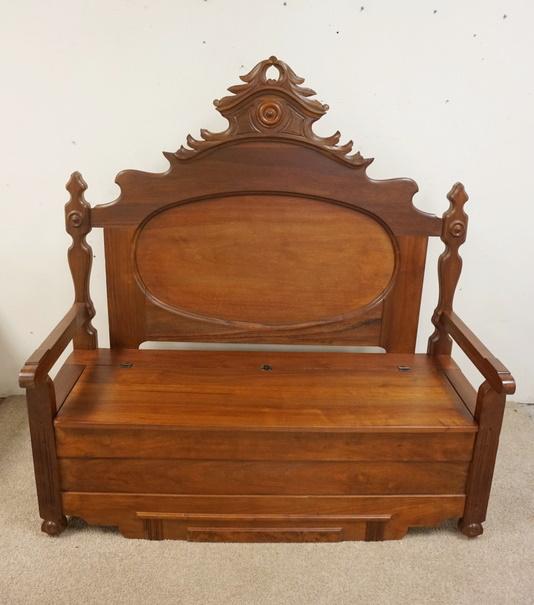 WALNUT WICTORIAN STYLE LIFT SEAT HALL BENCH (1 of 3)