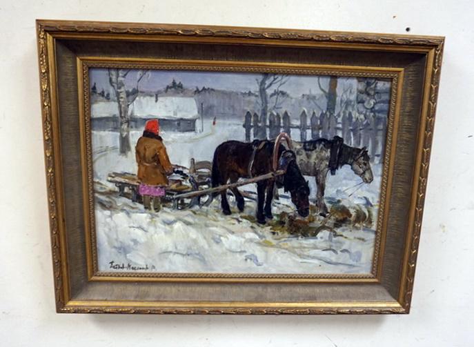 SIGNED OIL ON CANVAS WINTER SCENE (1 of 8)