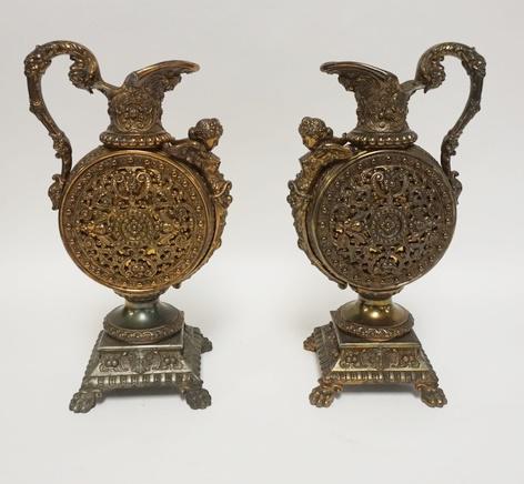 PR OF ORNATE METAL MANTLE GARNITURES (1 of 3)