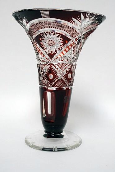 RUBY CUT TO CLEAR TRUMPET VASE (1 of 2)