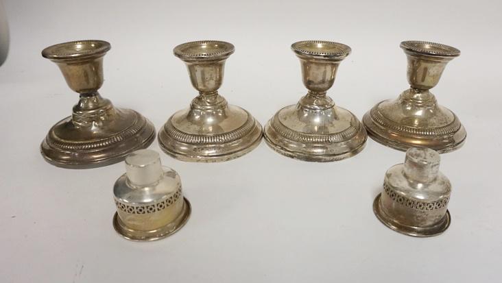 4 WEIGHTED STERLING SILVER CANDLESTICKS (1 of 1)