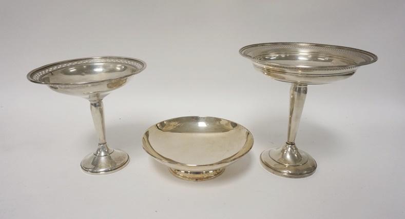 3 WEIGHTED STERLING SILVER CANDLESTICKS (1 of 2)