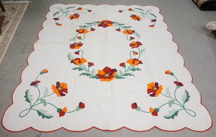 HAND SEWN POPPY PATTERN QUILT (1 of 2)
