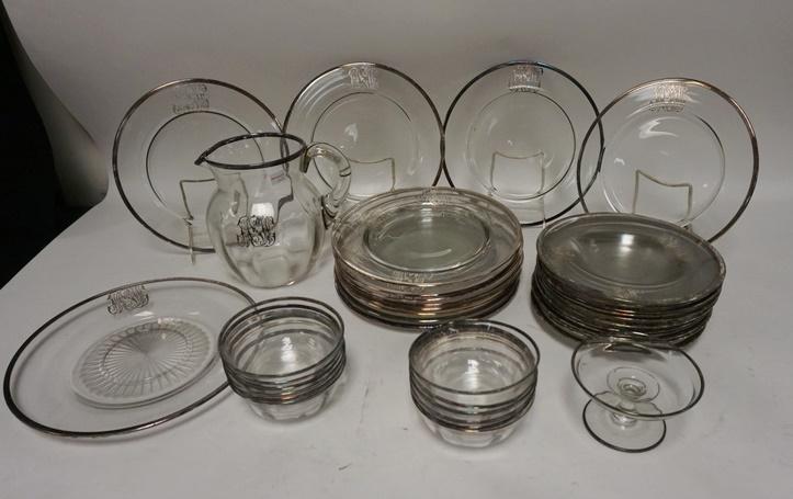 38 PIECE SET OF SILVER OVERLAY GLASSWARE (1 of 2)