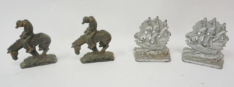 GROUP OF CAST METAL BOOKENDS: GROUP OF CAST METAL BOOKENDS