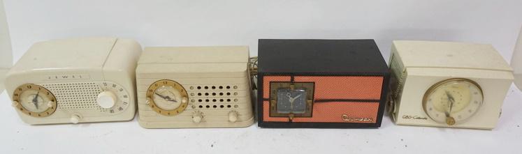 LOT OF 4 CLOCK RADIOS: LOT OF 4 CLOCK RADIOS, JEWEL, CROSLEY, CBS COLUMBIA & TELECOM