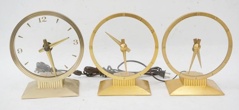 3 BRASS & GLASS CLOCKS (1 of 3)