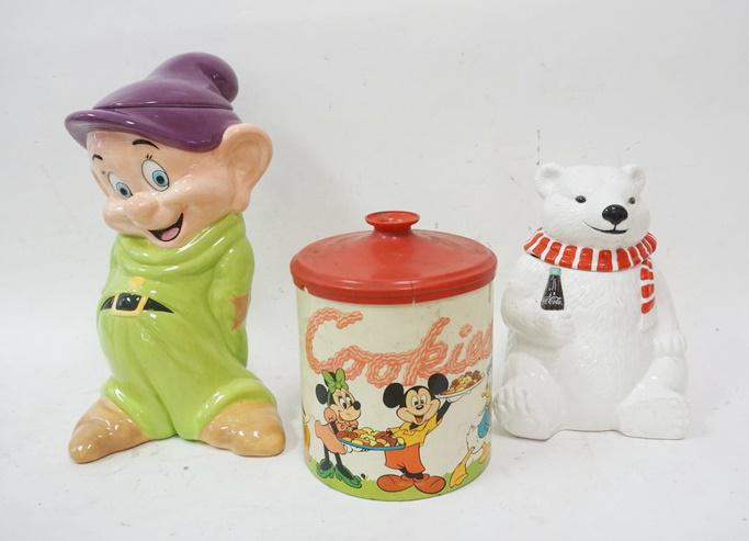 3 COOKIE JARS, DWARF, MICKEY MOUSE & COKE BEAR (1 of 2)