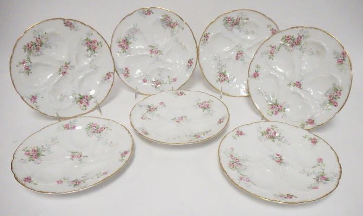 7 GDA LIMOGES OYSTER PLATES (1 of 2)