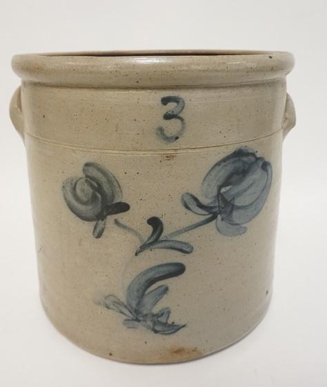 3 GAL BLUE DECORATED CROCK (1 of 2)