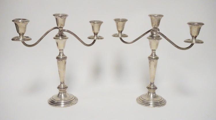 PAIR OF GORHAM STERLING SILVER CANDELABRA (1 of 3)