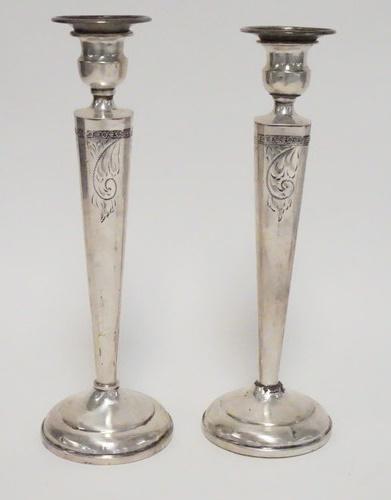PAIR OF WEIGHTED STERLING SILVER CANDLESTICKS (1 of 3)