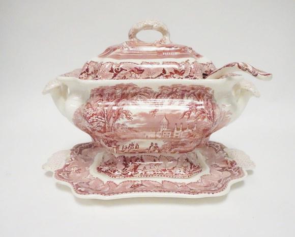 MASON'S VISTA RED TRANSFER TUREEN (1 of 4)