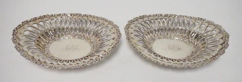 PAIR OF ORNATE STERLING SILVER OVAL BOWLS (1 of 2)
