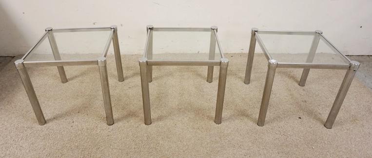 3 SMALL GLASS & CHROME TABLES (1 of 2)