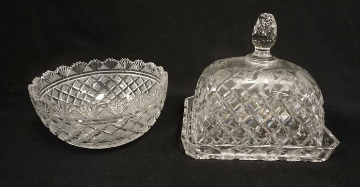 CRYSTAL CHEESE DISH & BOWL (1 of 2)